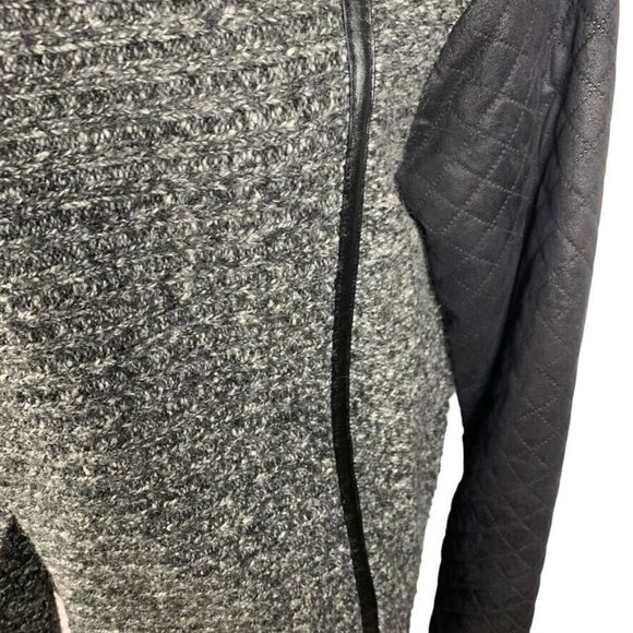 Kikit Marled Open Front Cardigan Sweater Black White Grey Embossed Sleeve M - Picture 3 of 9